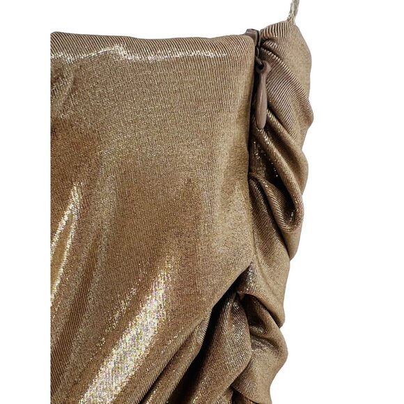 NWT Zara Gold Strapless Ruched Mini Dress • Y2K Baddie Party Club Glam Coquette - Picture 5 of 16